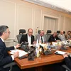 وزير التموين اثناء لقاءه المهندس أسامة الشاهد رئيس الغرفة التجارية بمحافظة الجيزة