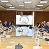 وزير الدولة للإنتاج الحرب  صلاح جمبلاط وأوليفيا تودرين سفيرة رومانيا 