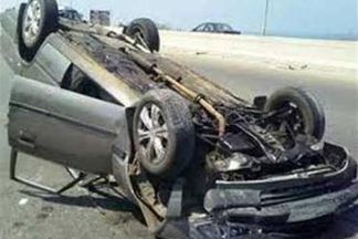حادث انقلاب سيارة ملاكي_ ارشيفية