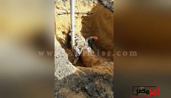 انتهاء أعمال إصلاح كسر في ماسورة صرف مياه في مدينة نصر 