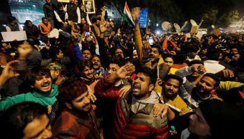 متظاهرون يهتفون خلال احتجاج على قانون الجنسية الجديد في دلهي