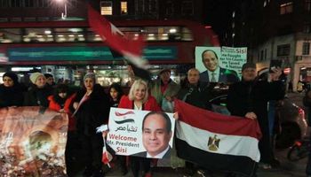 استقبال الجالية المصرية للسيسي في لندن