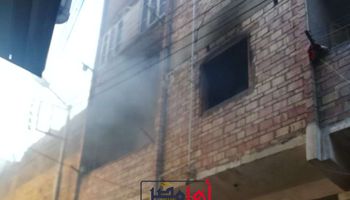 المنزل الذي اندلع به الحريق في شارع المحطة بدشنا في قنا