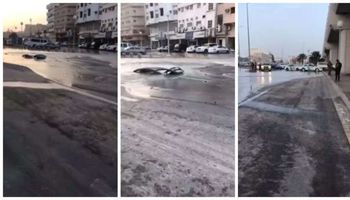  انهيار أرضي يبتلع سيارة في السعودية