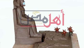 تمثال بالكمامة.. نحات مصري يحس المواطنين علي البقاء في المنازل لمواجهة كورونا