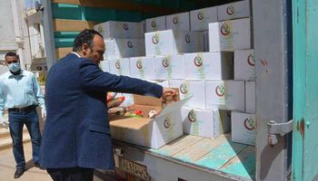 توزيع 1000 كرتونة مواد غذائية لأهالي قريتين تم عزلهم 