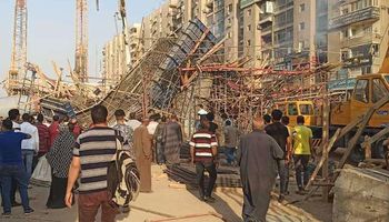 انهيار كبوير تحت الإنشاء بميدان الساعة بمحافظة القاهرة 