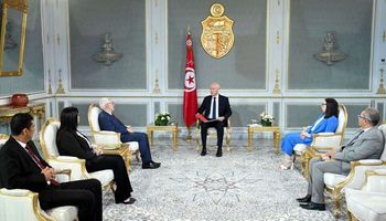 الرئيس التونسي قيس سعيد خلال اجتماعه اليوم 