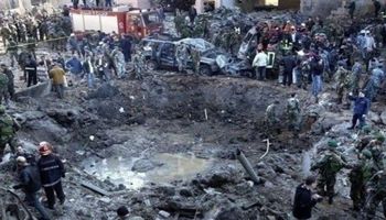 موقع الانفجار الذي تسبب في مقتل رئيس وزراء لبنان الأسبق رفيق الحريري