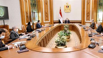 الرئيس السيسي مع رئيس الحكومة مع عدد من الوزراء