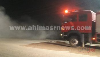 حريق بطريق مركز الفتح الساحل فى أسيوط