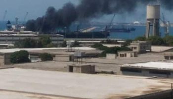 حريق سفينة في سوريا