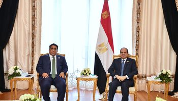  الرئيس السيسي مع محمد المنفي رئيس المجلس الرئاسي الليبي