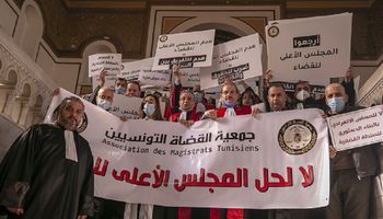 تظاهرات القضاة في تونس