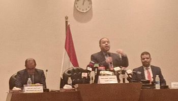 محمد معيط وزير المالية، اثناء فعاليات المؤتمر الصحفي لعرض مؤشرات الأداء المالي لموازنة العام المالي الجاري