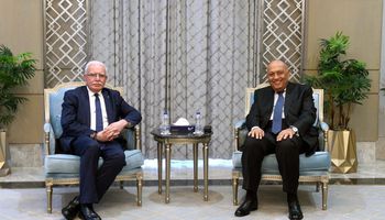 سامح شكري يلتقي وزير خارجية فلسطين 