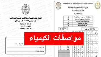 مواصفات امتحان الكيمياء 2024