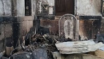آثار حريق كنيسة مار جرجس بمدينة قفط