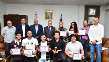 جانب من الاحتفالات بجامعة قناة السويس 