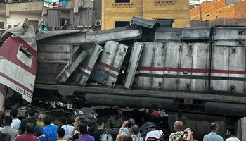 جانب من حادث قطاري الزقازيق 