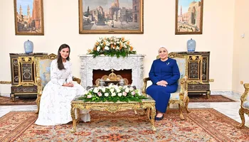 السيدة انتصار السيسي وملكة إسبانيا 