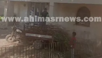 اثناء تحميل اخشاب الاشجار 