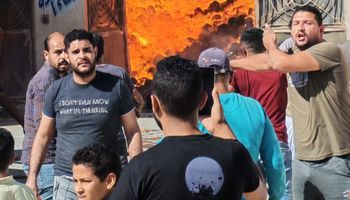 حريق مخزن مصنع نسيج بالعامرية