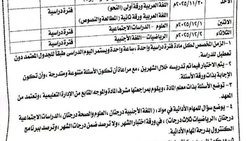 جدول الامتحانات 