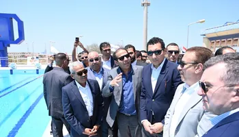 وزيرا الشباب والرياضة والتخطيط ومحافظ بورسعيد يتفقدوا حمام سباحة السباح البطل الراحل يوسف عبد الملك
