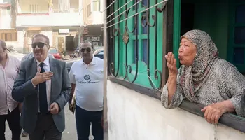 " ده أنت عسل وسكر".. مسنة تبعث قبلاتها لمحافظ بورسعيد خلال جولة تفقدية، والأخير يرد: "التطوير ده علشانكم"