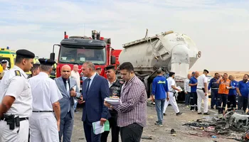 مدير أمن الفيوم يتفقد موقع حادث الصحراوي الغربي