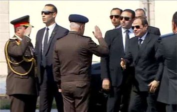 وصول الرئيس السيسي جنازة مبارك