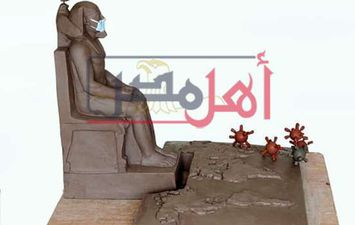 تمثال بالكمامة.. نحات مصري يحس المواطنين علي البقاء في المنازل لمواجهة كورونا
