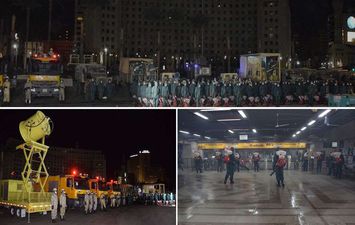 القوات المسلحة تطهر وتعقم مجمع التحرير وعددا من الميادين الرئيسية