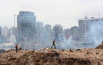 الأنقاض في حريق بيروت