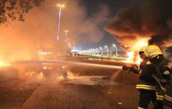 اندلاع حريق في محطة توزيع المنتجات البترولية بجازان السعودية