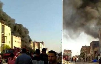 حريق ضخم بمصنع بويات في العاشر من رمضان