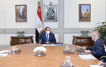 لقاء الرئيس السيسي مع رئيس الوزراء و كامل الوزير