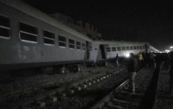  حادث خروج قطار عن القضبان بمنيا القمح