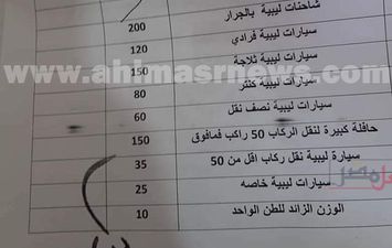 زيادة في رسوم عبور الافرد والسيارات بمنفذ امساعد الليبي