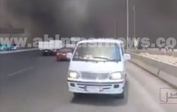  حريق سيارة محملة بالوقود بطريق الأوتوستراد 