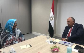 جانب من لقاء وزير الخارجية مع نظيرته السودانية