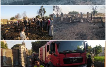 حريق حظائر مواشي في المنيا 