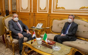 وزير الإنتاج الحربي مع ممثل سفير إيطاليا