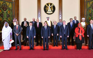 الرئيس السيسي أثناء استقباله وزراء الشباب والرياضة العرب