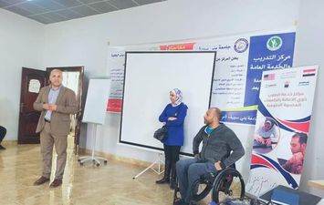 ورشة عمل التوعية بالاعاقة بذوى الإحتياجات الخاصة  بجامعة بنى سويف 