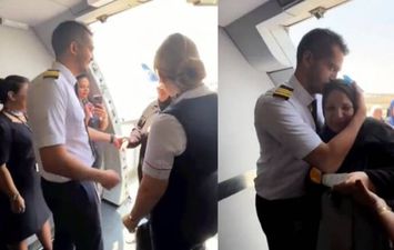 طيار مصري يفاجئ والدته بأنه قائد الطائرة التي ستقلها لأداء مناسك الحج