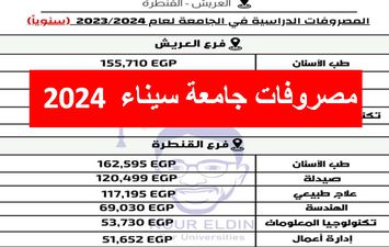 مصروفات جامعة سيناء 2024 