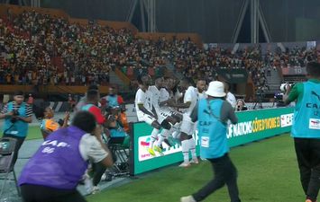 احتفال لاعبي غانا بالهدف في شباك مصر 