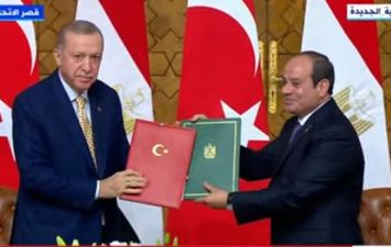 الرئيس السيسي ورجب طيب أردوغان رئيس تركيا يوقعان اتفاقيات تعاون مشترك